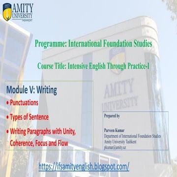 Punctuation Marks, Sentences and Paragraph Writing