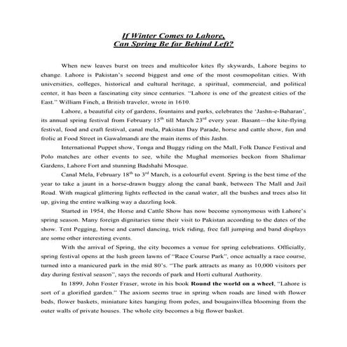 If winter comes to lahore