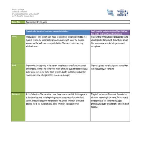 Ig1 task 2 analysis work sheet