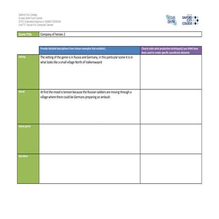 Ig1 task 2 analysis work sheet