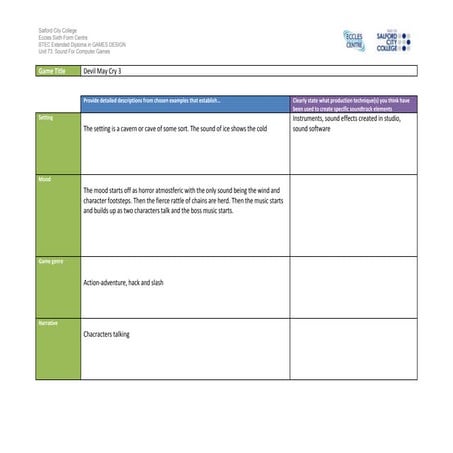 Ig1 task 2 analysis work sheet   devil may cry 3