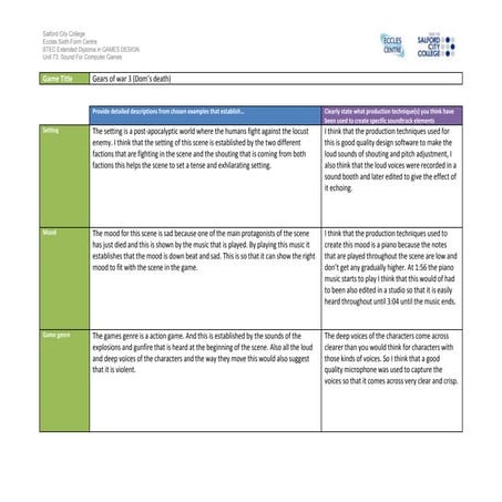Ig1 task 2 analysis work sheet gears of war 3