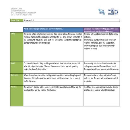 Borderlands 2 cut sequence: annotation