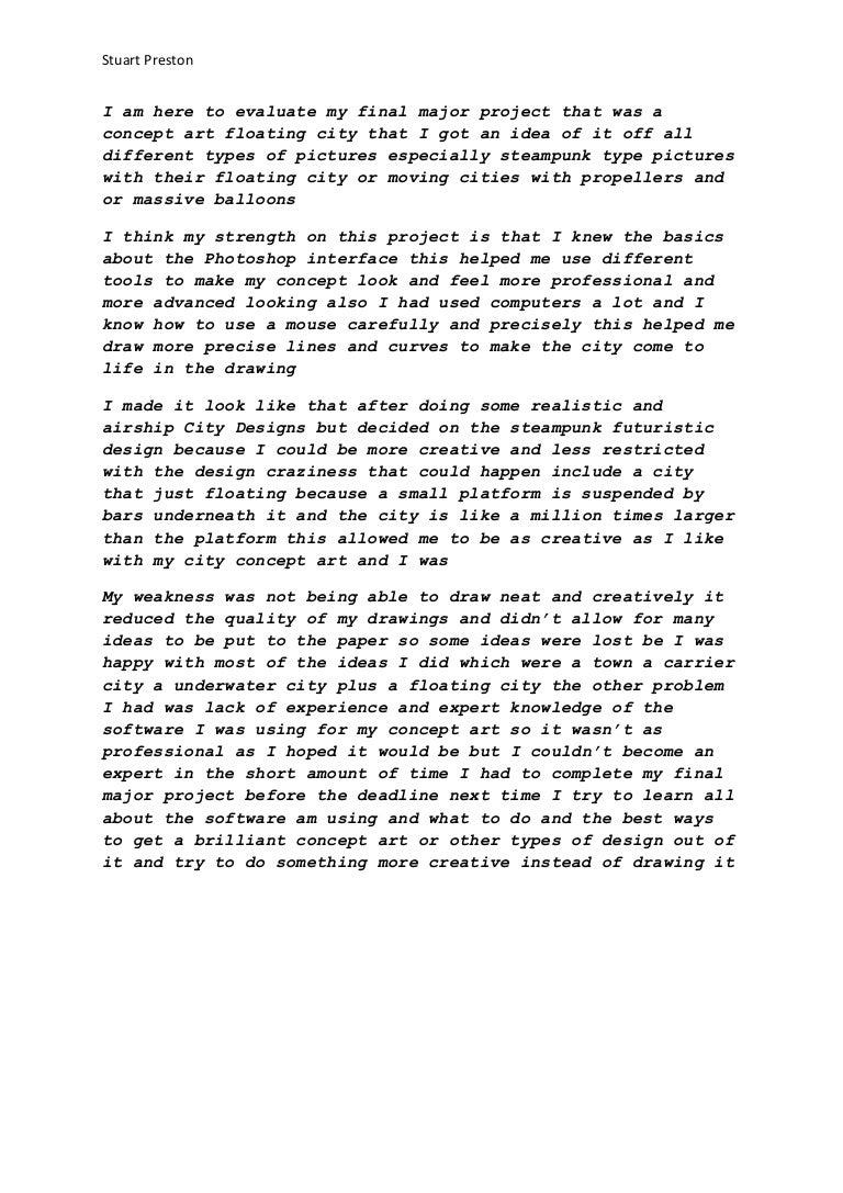 How to write a final major project evaluation picture