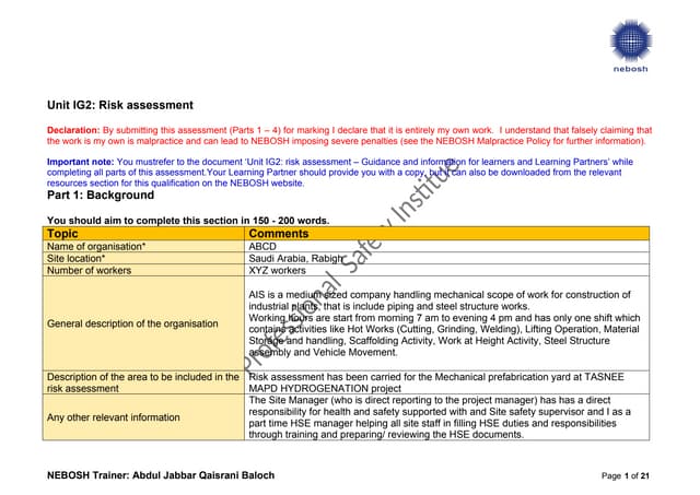 IG2May2022.docx. For ig2 NEBOSH project pdf