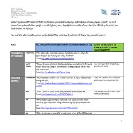Ig2 task 1 work sheet