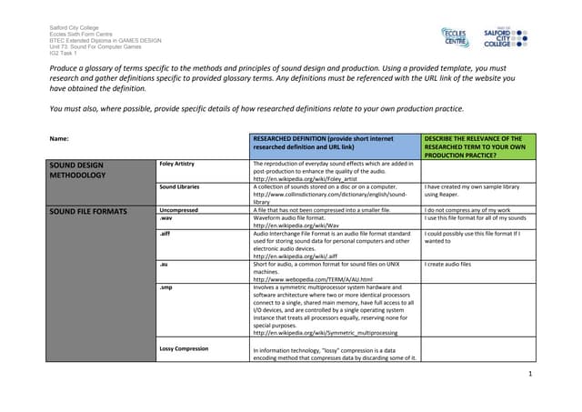 Ig2 task 1 work sheet