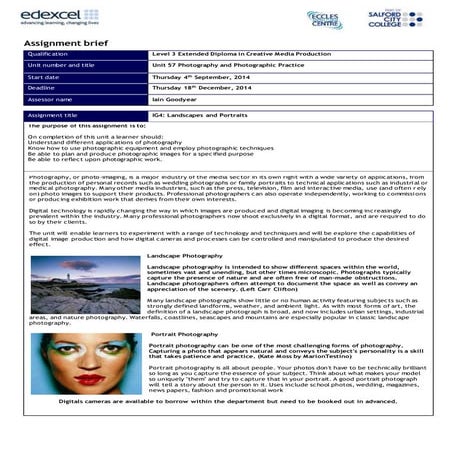 IG4 assignment landscapes and portraits 2014 to 2015 