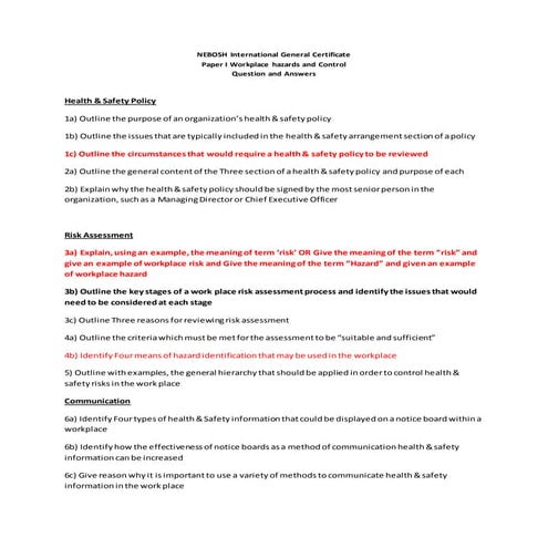 Igc 1 important questions for participants