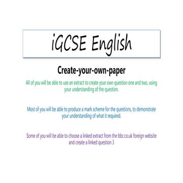 iGCSE Extended "Create your own Paper"