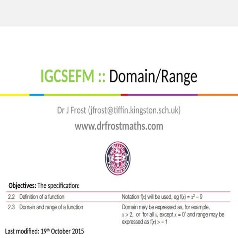 Comprehensive Guide to Domain and Range in IGCSE Functions | PPTX