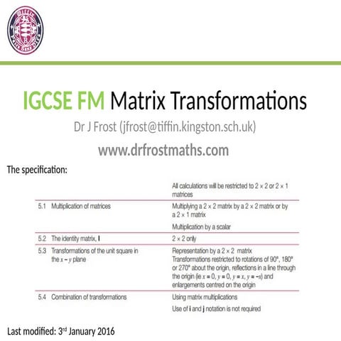 Matrix of linear transformation | PPTX