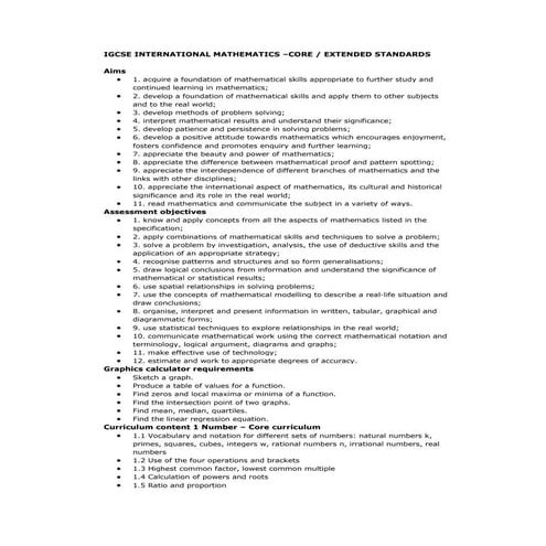  Igcse international mathematics   extended standards