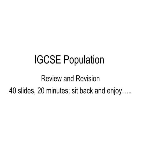 Igcse Population Change Review
