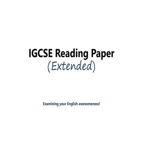 Igcse reading paper