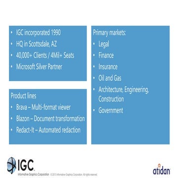 IGC SharePoint Solutions - Brava, Blazon, Redact-it
