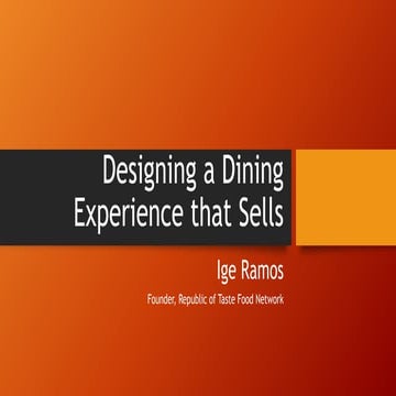 Guillermo Ramos - Dine Baguio 2017 - Designing a Dining Experience that Sells