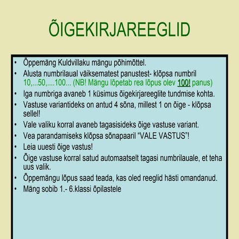 Õigekirjareeglid | PPT