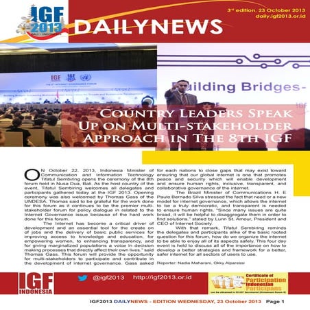 Igf 2013 daily news   edition 3