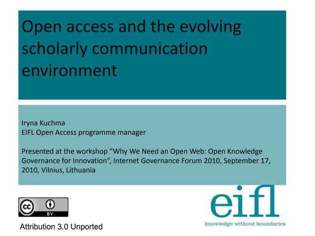 OpenAIRE at Open Knowledge Governance for Innovation, Internet Governance For...