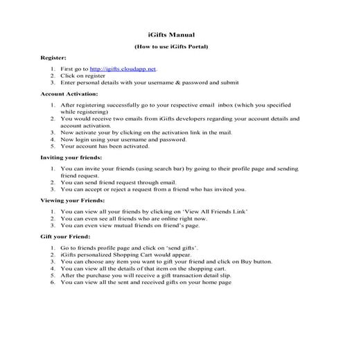 I gifts manual