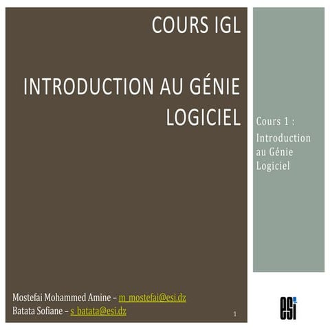 Cours Génie Logiciel - Introduction