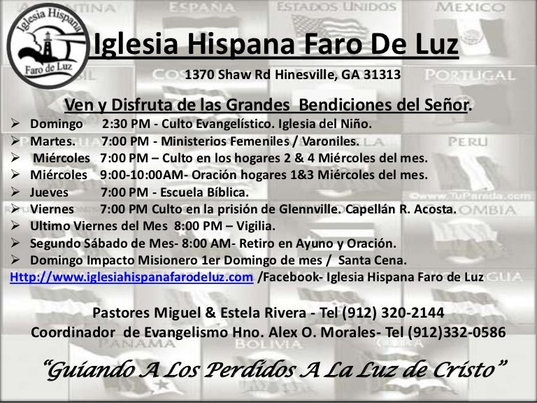 Iglesia hispana faro de luz flyers