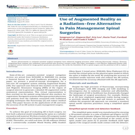 Augmented Reality in Spinal Surgery: A Radiation-Free Approach to Pain Management