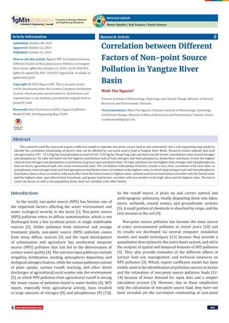 Relationship Between Various Factors of Non-point Source Pollution in the Yan...