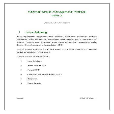 Cara Kerja Internet Group Management Protocom (Igmp) versi 2