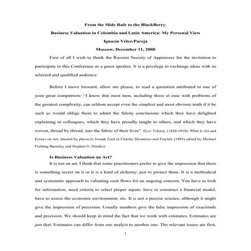 Ignacio Velez-Pareja : From the Slide Rule to the Black Berry