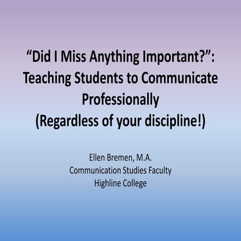 IGNIS 2018 Did I Miss Anything Important: Teaching Your Students to ...