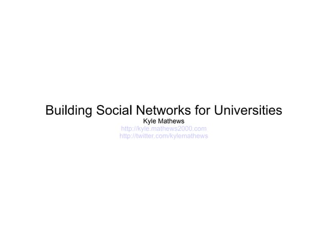 Building Social Networks in the University -- Ignite Salt Lake 2