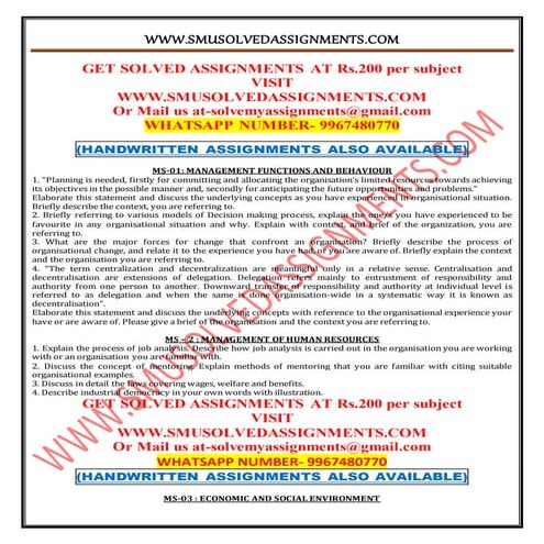 Ignou July-December 2017 solved assignments @ 200 per assignment