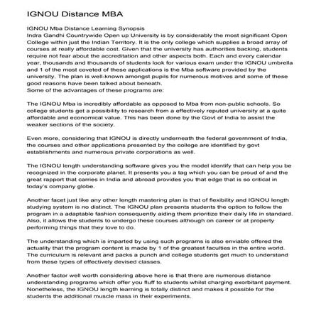 IGNOU Distance MBA