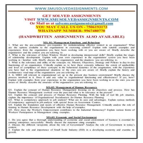 Ignou mba assignments april 9967480770