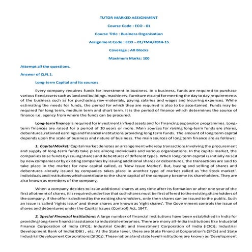 Ignou solved assignment eco   01 (2014 to 2015) demo