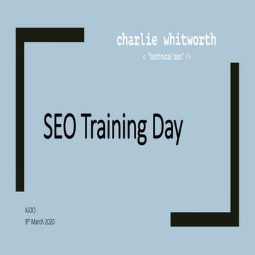 Technical SEO Training Day | Igoo 