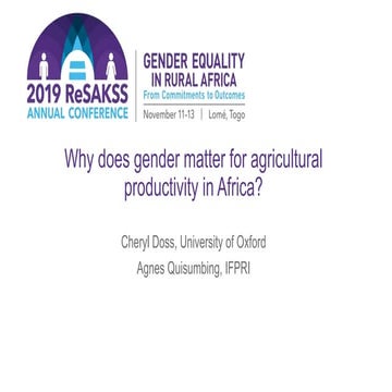 Why does Gender matter for agricultural productivity in Africa?