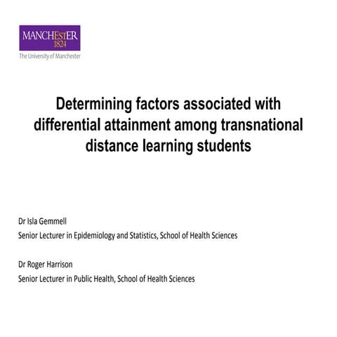 Determining factors associated with differential attainment among transnational distance learning students