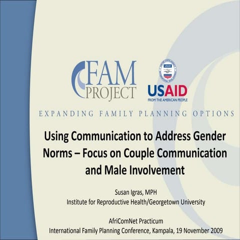 Using Communication to Address Gender Norms – Focus on Couple Communication a...
