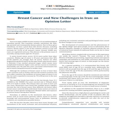 Epidemiology of Breast Cancer | PDF