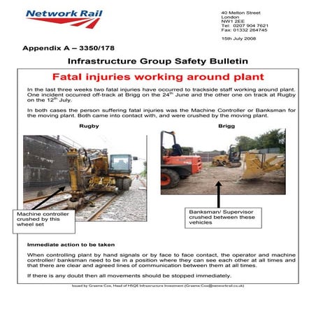 SAFETY ALERT | Ig safety bulletin 3350 178 machine controller fatalities