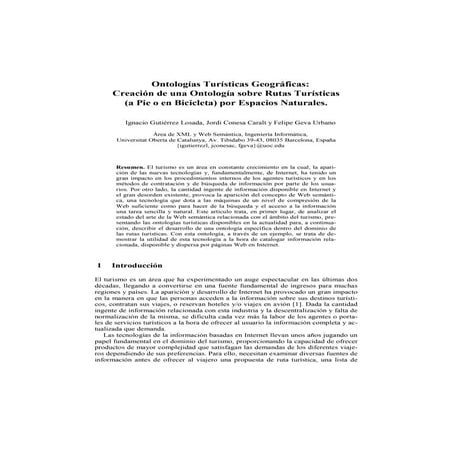 Igutierrezl articulo Ontología sobre Rutas Turísticas (a Pie o en Bicicleta) por Espacios Naturales.