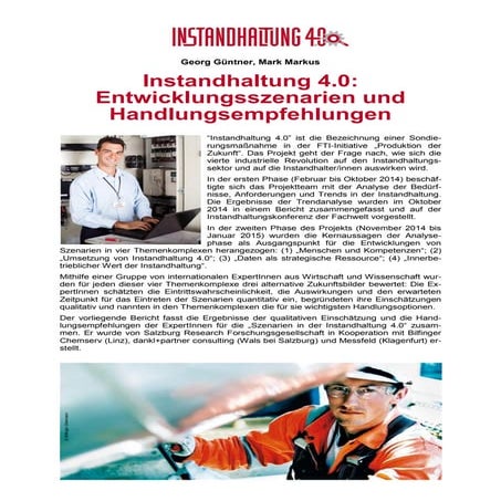 Entwicklungsszenarien und Handlungsempfehlungen in der Instandhaltung 4.0