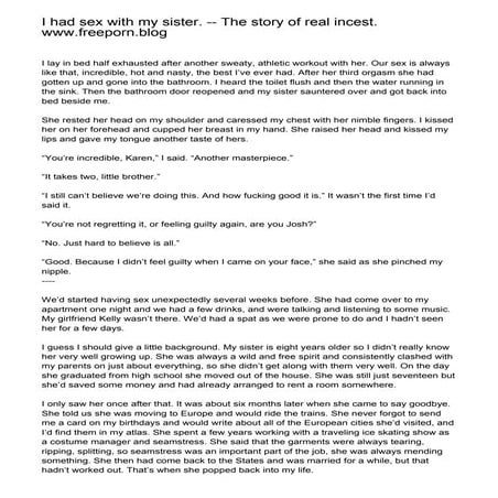 I had sex with my sister. -- The story of real incest. www.freeporn.blog