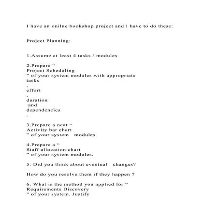 I have an onilne bookshop project and I have to do theseProje | DOCX