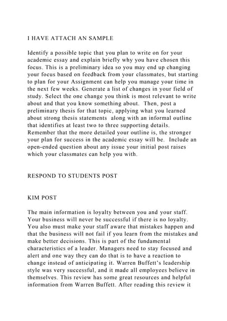 I HAVE ATTACH AN SAMPLE  Identify a possible topic that you plan.docx
