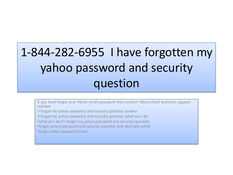 forgot yahoo mail security question answer