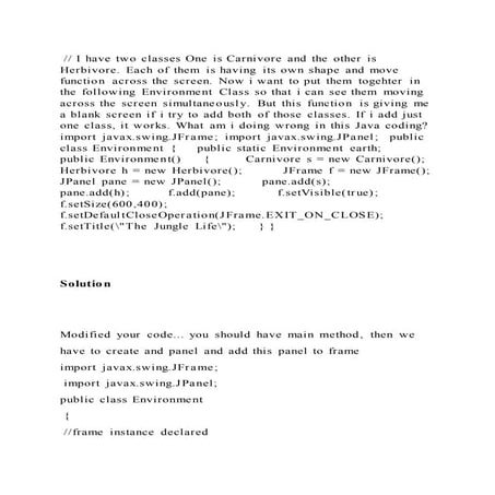   I have two classes One is Carnivore and the other is Herbivore. .docx